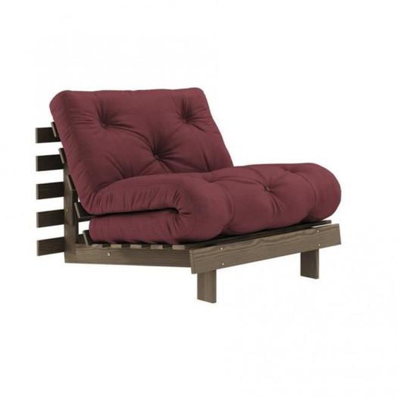 Fauteuil convertible futon ROOTS pin carob brown matelas bordeaux couchage 90 x 200 cm bordeaux Tissu Inside75