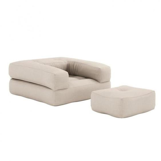 Fauteuil convertible MINI CUBE INSIDE 75 - couleur beige - matelas en mousse - 1 personne
