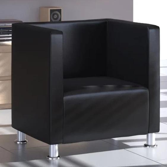 Fauteuil cube noir similicuir