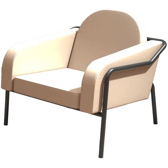 Fauteuil daccueil Medso L en simili-cuir Crème - pieds métal Noir