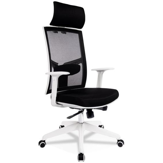 Fauteuil de bureau design MATILDA en tissu noir et structure blanche