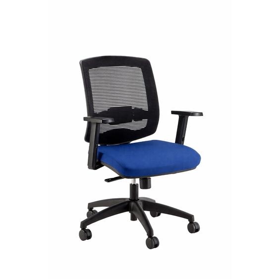 Fauteuil de bureau ergonomique Malice - Assise Tissu et dossier Maille - Hauteur réglable - Accoudoirs et soutient lombaire - Bleu