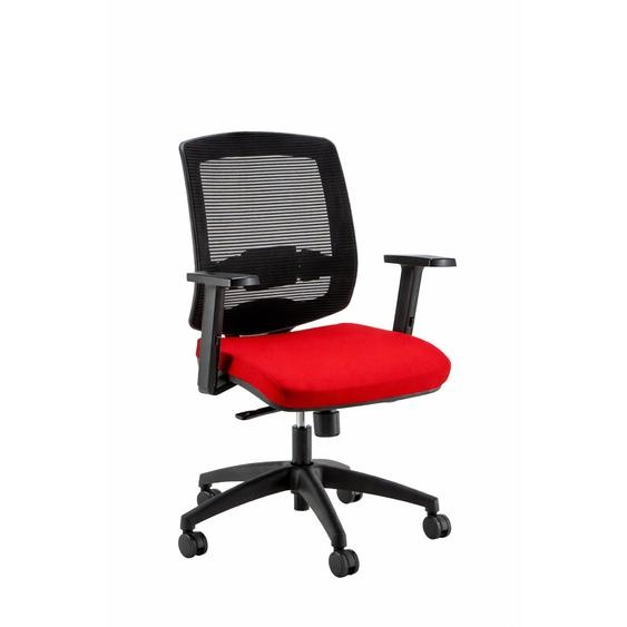 Fauteuil de bureau ergonomique Malice - Assise Tissu et dossier Maille - Hauteur réglable - Accoudoirs et soutient lombaire - Rouge