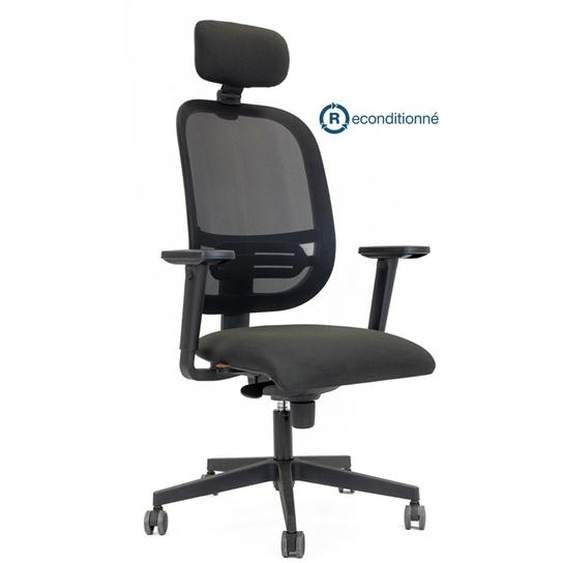 Fauteuil de bureau ergonomique reconditionné Ethica - Avec accoudoirs - Noir