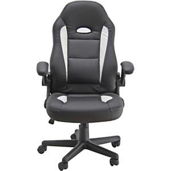 Fauteuil de bureau Faster Similicuir Noir Blanc Hauteur réglable - Accoudoirs Dossier Roulettes