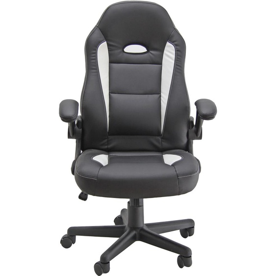 Fauteuil de bureau Faster Similicuir Noir Blanc Hauteur réglable - Accoudoirs Dossier Roulettes