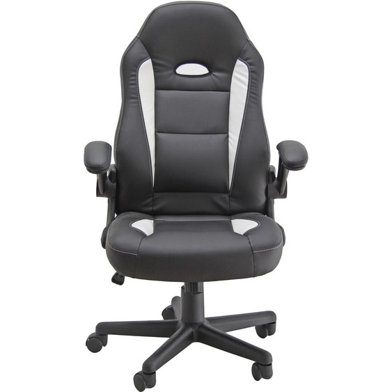 Fauteuil de bureau Faster Similicuir Noir Blanc Hauteur réglable - Accoudoirs Dossier Roulettes