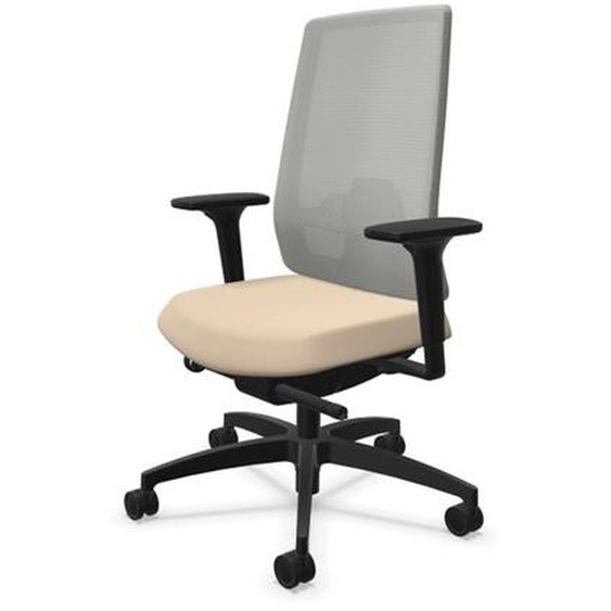 Fauteuil de bureau en tissu et maille M1 Indeed - Hauteur réglable et accoudoirs 2D - Cappuccino et gris