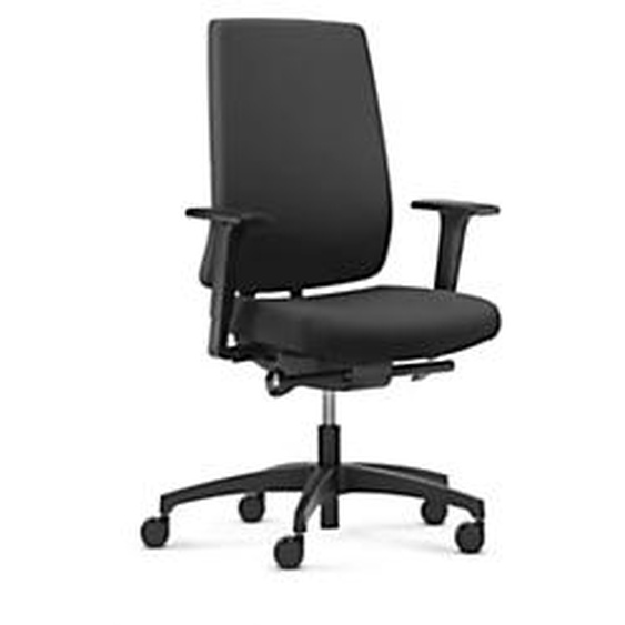 Fauteuil de bureau Indeed en tissu et dossier tapissé M1 - Hauteur réglable avec accoudoirs 2D - Noir
