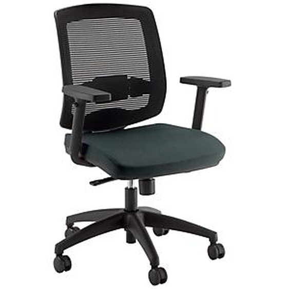 Fauteuil de bureau Malice Maille Noir Tissu Gris Hauteur réglable - Accoudoirs Dossier Roulettes