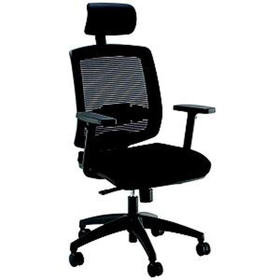 Fauteuil de bureau Malice Maille Tissu Noir Hauteur réglable - Accoudoir Dossier Appui-tête Roulette