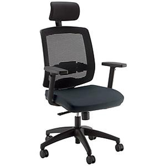 Fauteuil de bureau Malice Tissu Gris Maille Noir Hauteur réglable - Accoudoirs Dossier Appuie-tête Roulettes