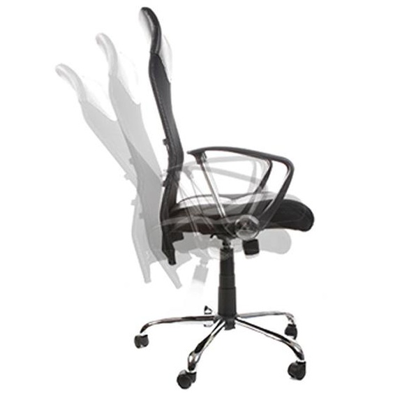 Fauteuil de bureau moderne ROMA noir en matière synthétique et tissu