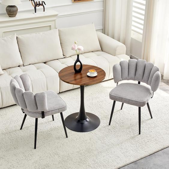 Fauteuil de bureau, structure métallique, rembourrage, pivotant à 360°, pour bureau/salon (gris clair, noyer et noir)