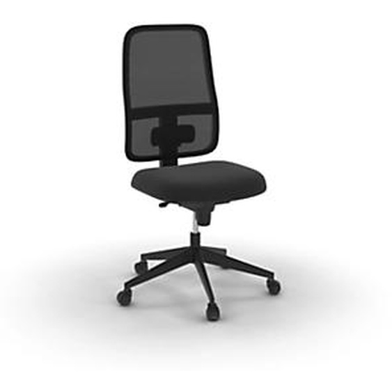 Fauteuil de bureau Terence sans accoudoir dossier maille / assise tissu Noir - Dossier avec hauteur réglable et Roulettes