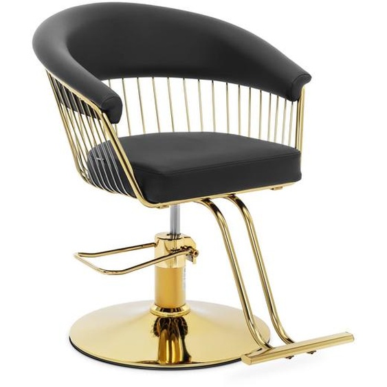 Fauteuil de coiffure Expondo physa avec repose-pieds - 44 - 54 cm - 200 kg - Noir, doré