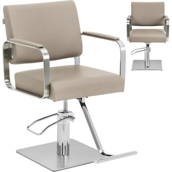 Fauteuil de coiffure Expondo physa avec repose-pieds - 50 - 66 cm - 200 kg - beige/argenté