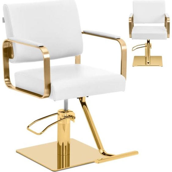 Fauteuil de coiffure Expondo physa avec repose-pieds - 50 - 66 cm - 200 kg - blanc/doré