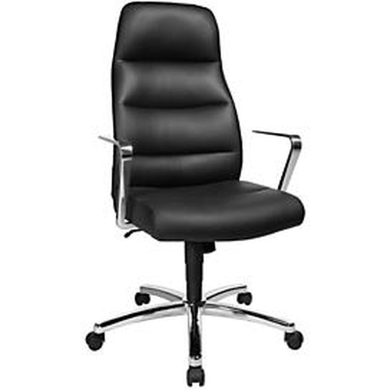 Fauteuil de direction Clarens Cuir véritable Noir Hauteur réglable - Accoudoirs Dossier Roulettes