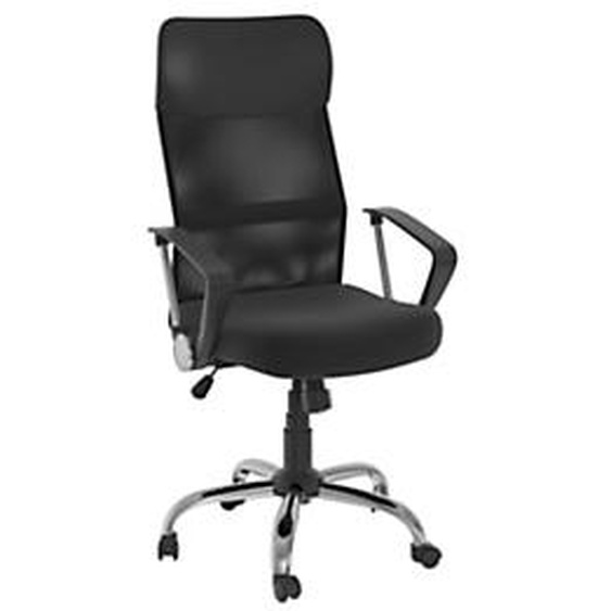 Fauteuil de direction Laurenzo - maille et tissu Noir - Hauteur réglable - Accoudoirs - Appuie-tête