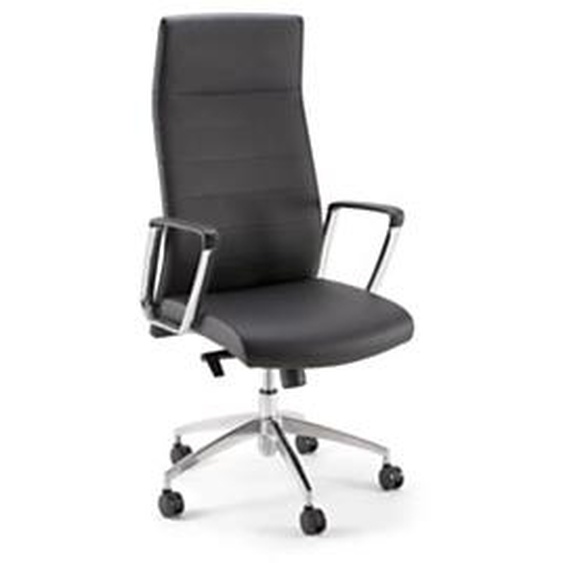 Fauteuil de direction Nell - Simili cuir Noir - Accoudoirs Roulettes