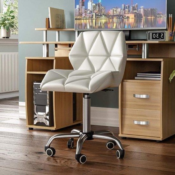 Fauteuil de gaming Famanu, réglable en hauteur - Blanc, chromé, similicuir PU