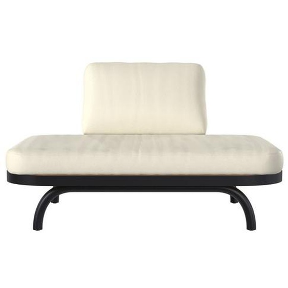 Fauteuil de jardin 2 places blanc cassé et pieds en métal noir - Samba - Rendez-Vous Déco