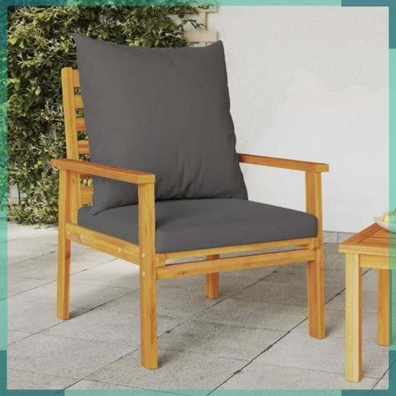 Fauteuil de jardin lot de 2 avec coussin bois massif dacacia-FHE366376