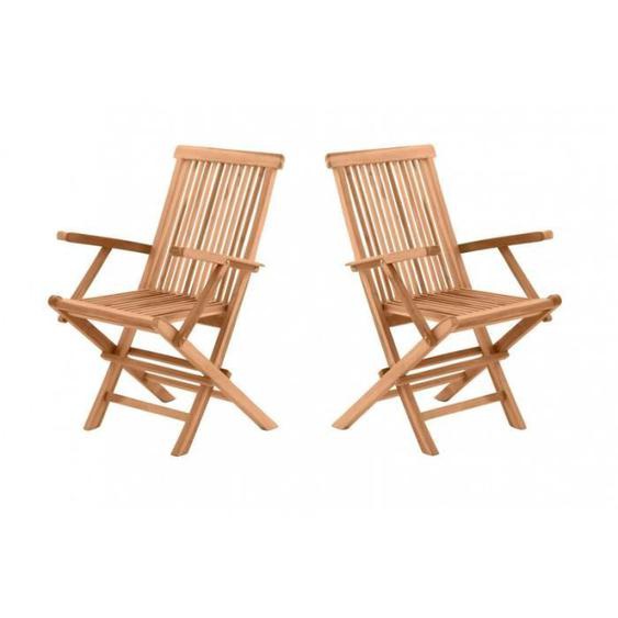 Fauteuil de jardin pliable en teck massif naturel (lot de 2) Eoline      89 cm Naturel