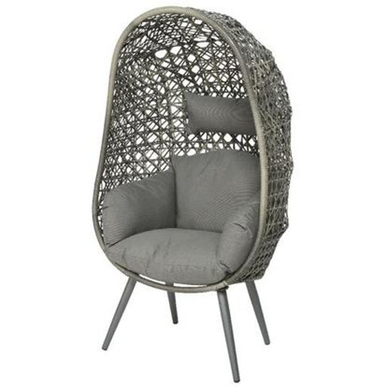 Fauteuil de jardin sur pieds œuf de jardin en résine tressée gris clair Palermo - Jardideco