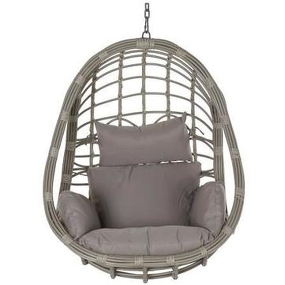 Fauteuil de jardin suspendu en rotin synthétique PEGANE - Gris - Largeur 92 x Hauteur 113 x Profondeur 70cm