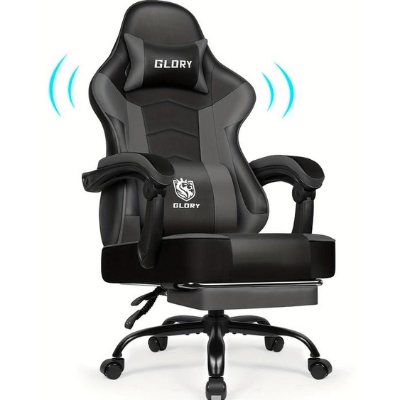 Fauteuil de jeu avec repose-pieds, fauteuil de jeu ergonomique, fauteuil de jeu doté dun coussin lombaire réglable et dun support lombaire et dune têtière ajustables