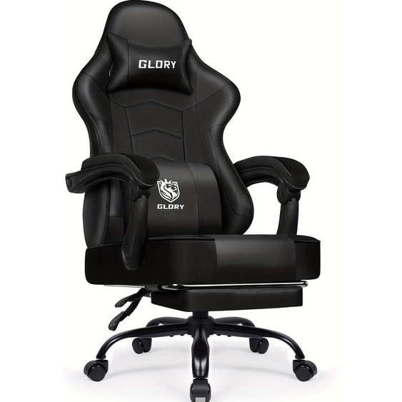 Fauteuil de jeu avec repose-pieds, fauteuil de jeu ergonomique, fauteuil de jeu doté dun coussin lombaire réglable et dun support lombaire et dune têtière ajustables