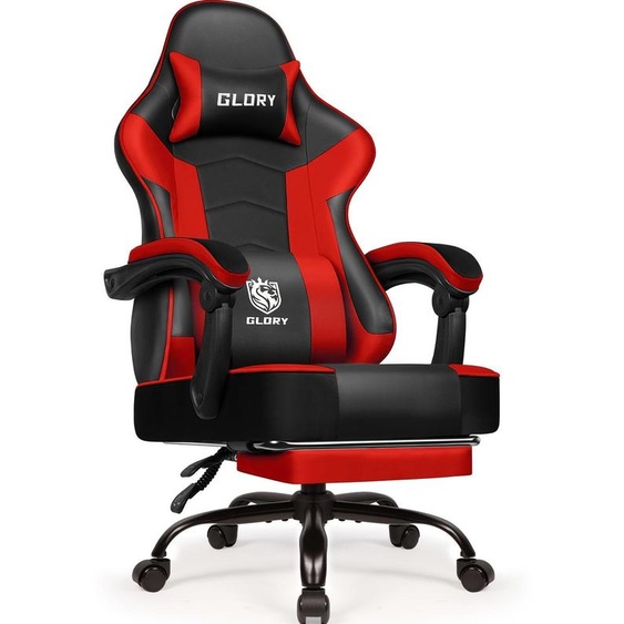 Fauteuil de jeu avec repose-pieds, fauteuil de jeu ergonomique, fauteuil de jeu doté dun coussin lombaire réglable et dun support lombaire et dune têtière ajustables