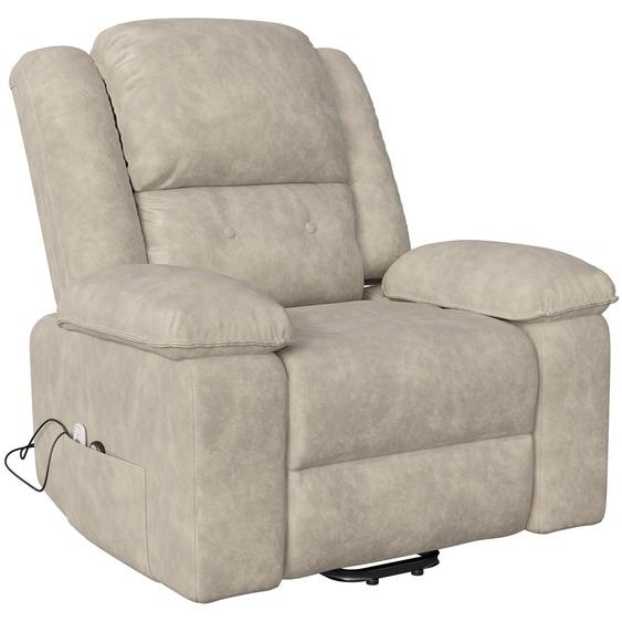 Fauteuil de massage, 8 moteurs, fonction chauffante, beige, une place