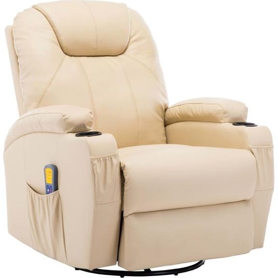 Fauteuil de massage à bascule Crème Similicuir