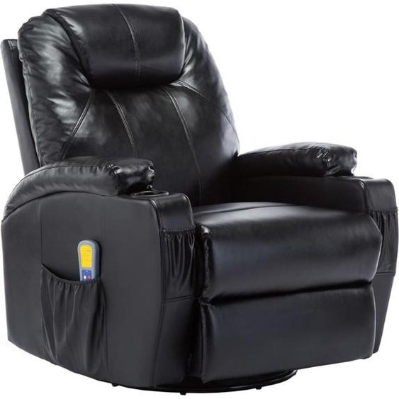 Fauteuil de massage à bascule Noir Similicuir