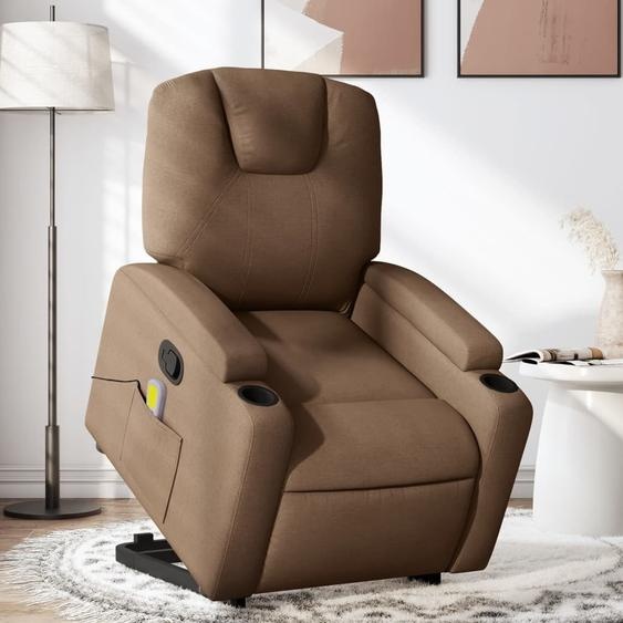Fauteuil de massage avec releveur Marron Tissu, Fauteuil classique 2024 Nouveau DesignMöbel