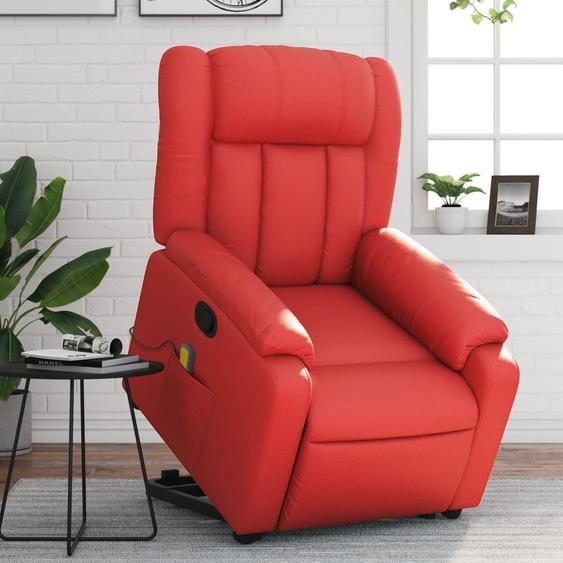 Fauteuil de massage avec releveur Rouge Similicuir, Fauteuil classique DesignMeuble Nouveau