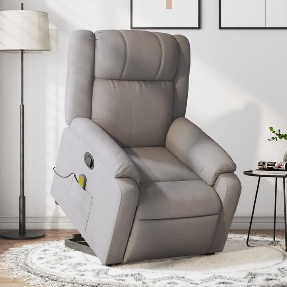 Fauteuil de massage avec releveur Taupe Tissu, Fauteuil classique 2024 Nouveau
