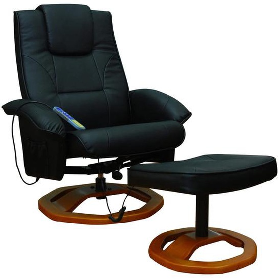 Fauteuil de massage avec repose-pied Noir Similicuir