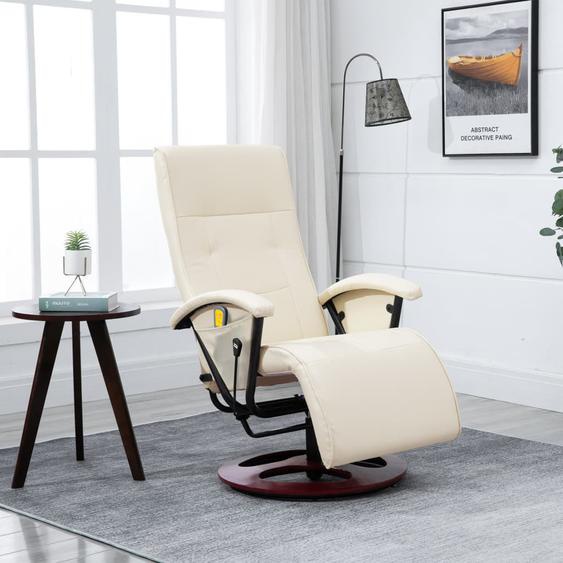 Fauteuil de massage blanc crème similicuir