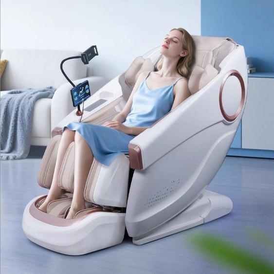 Fauteuil de massage,Chaise de massage Zero Gravity pour tout le corps, avec chauffage, SL Track,Chaise de massage Thai Stretch, Bluetooth 3D musique surround,BlancGH-L001