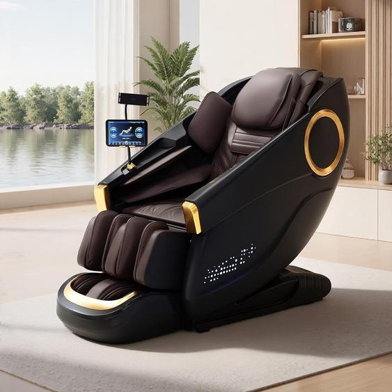 Fauteuil de massage,Chaise de massage Zero Gravity pour tout le corps, avec chauffage, SL Track,Chaise de massage Thai Stretch, Bluetooth 3D musique surround,NoirGH-L001