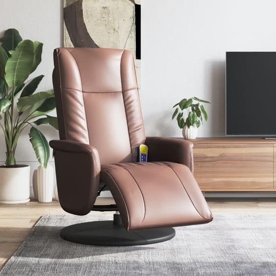 Fauteuil de massage de style élégant avec repose-pieds en similicuir marron - Fauteuil de télévision et de relaxation Hommie7933475 1parcel
