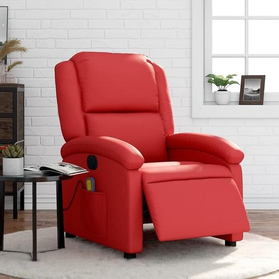 Fauteuil de massage de style élégant - Design ergonomique - Électrique rouge similicuir - Fauteuil lounge & relax Cloris371223