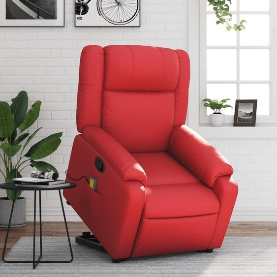 Fauteuil de massage design avec releveur Cuir synthétique rouge, Fauteuil classique 2024 Nouveau