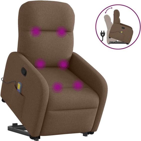 Fauteuil de massage design avec releveur Marron Tissu, Fauteuil classique 2024 Nouveau