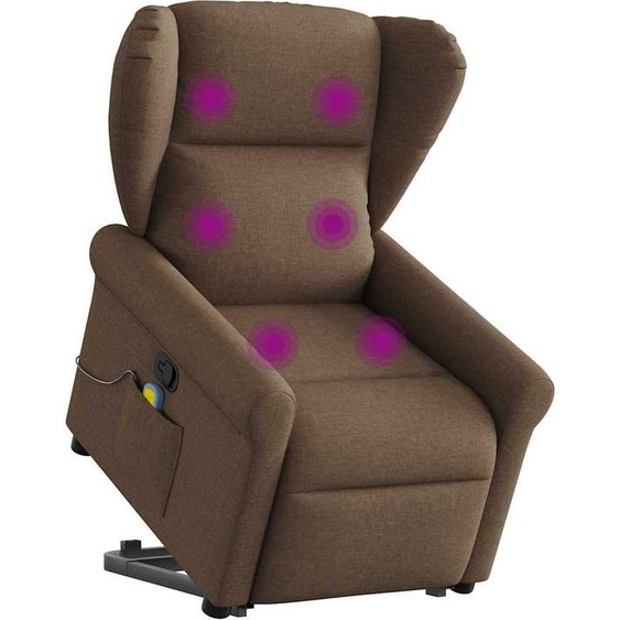 Fauteuil de massage design avec releveur Marron Tissu, Fauteuil classique Nouveau