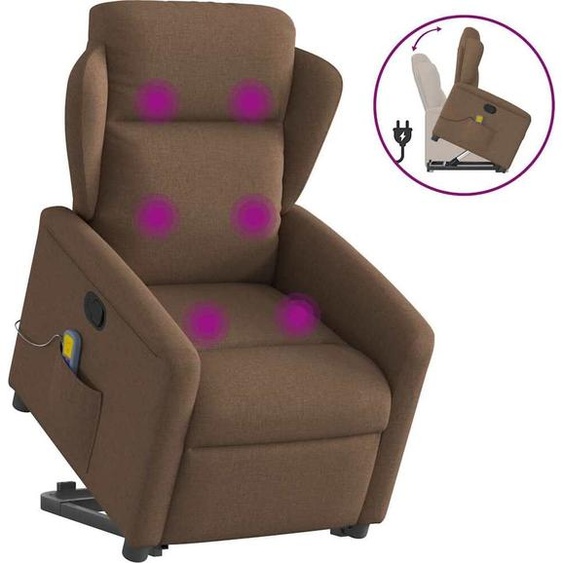 Fauteuil de massage design avec releveur Marron Tissu, Fauteuil classique Nouveau